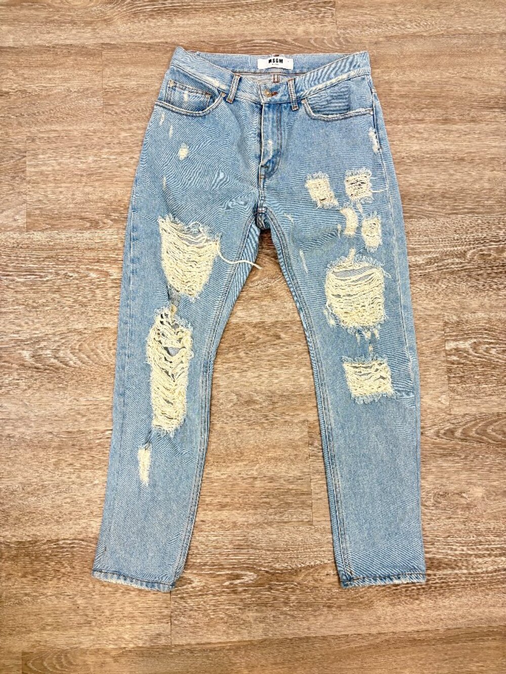 MSGM Distressed Loose-fit Jeans In Blue sz 27